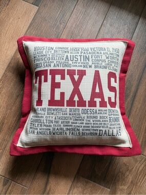Texas State Accent Pillow in Red and Cream - Home Accents